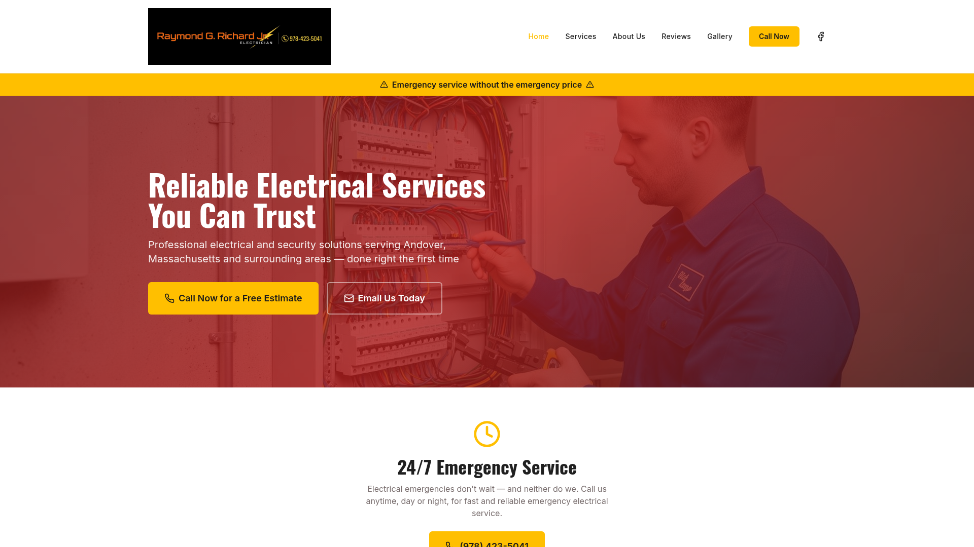 Rapid Response Electric MA website preview